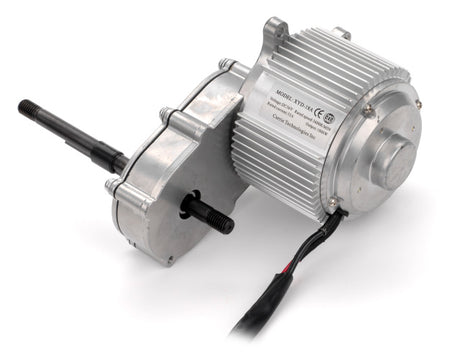 Close-up of the 36 Volt 1000 Watt Direct Drive Electric Motor with Gearbox - 2007 Version, designed for Schwinn and IZIP direct drive electric scooters.