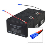 15 Ah 36 Volt (12 Ah Upgrade) UB12150 AGM Recreational Scooter Battery Pack Universal Battery, featuring black batteries with connected wires and cables for enhanced performance and a longer running time.