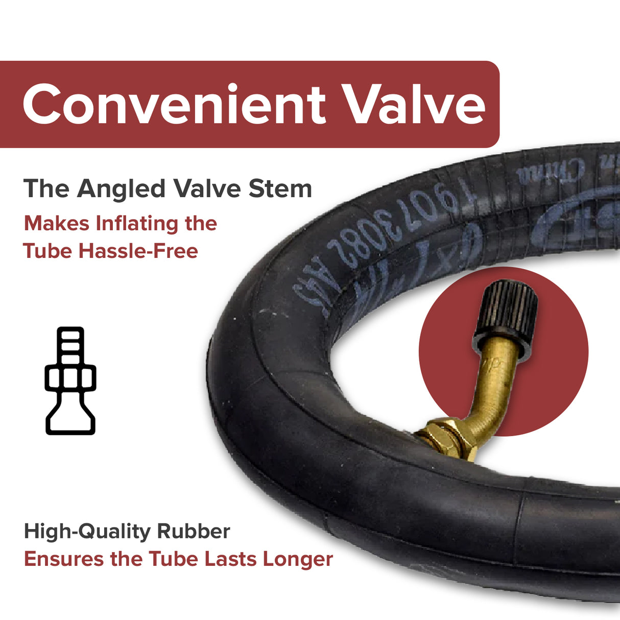 6"x1-1/4" Wheelchair Inner Tube with Angled Valve Stem (162300)