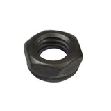 3/8-16 Black Lock Nut (1028486), a black metal nut with a central hole, used in Invacare footrest assemblies for Pronto and TDX power chairs, and Tracer manual wheelchairs.