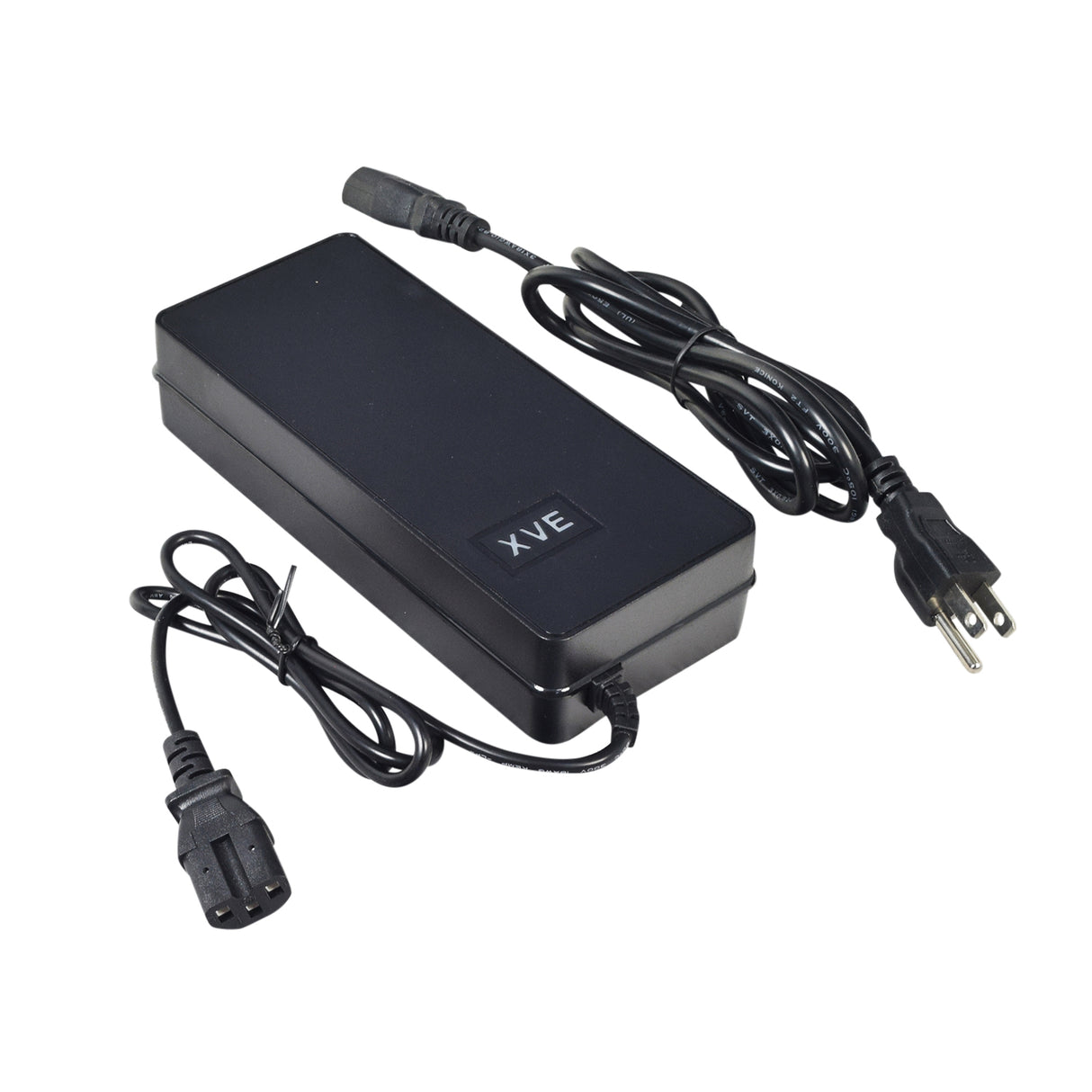 48 Volt 3-Pin Battery Charger for 48V 1000W Electric Go-Karts, showing a black rectangular charger with an attached power cord.