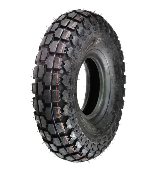 4.10/3.50-4 Knobby Tire with K304 Tread for Mini BMX Bikes, featuring aggressive siping and a central hole, suitable for Venom and Venom PRO Mini BMX, BladeZ, EVO scooters, and ATVs.