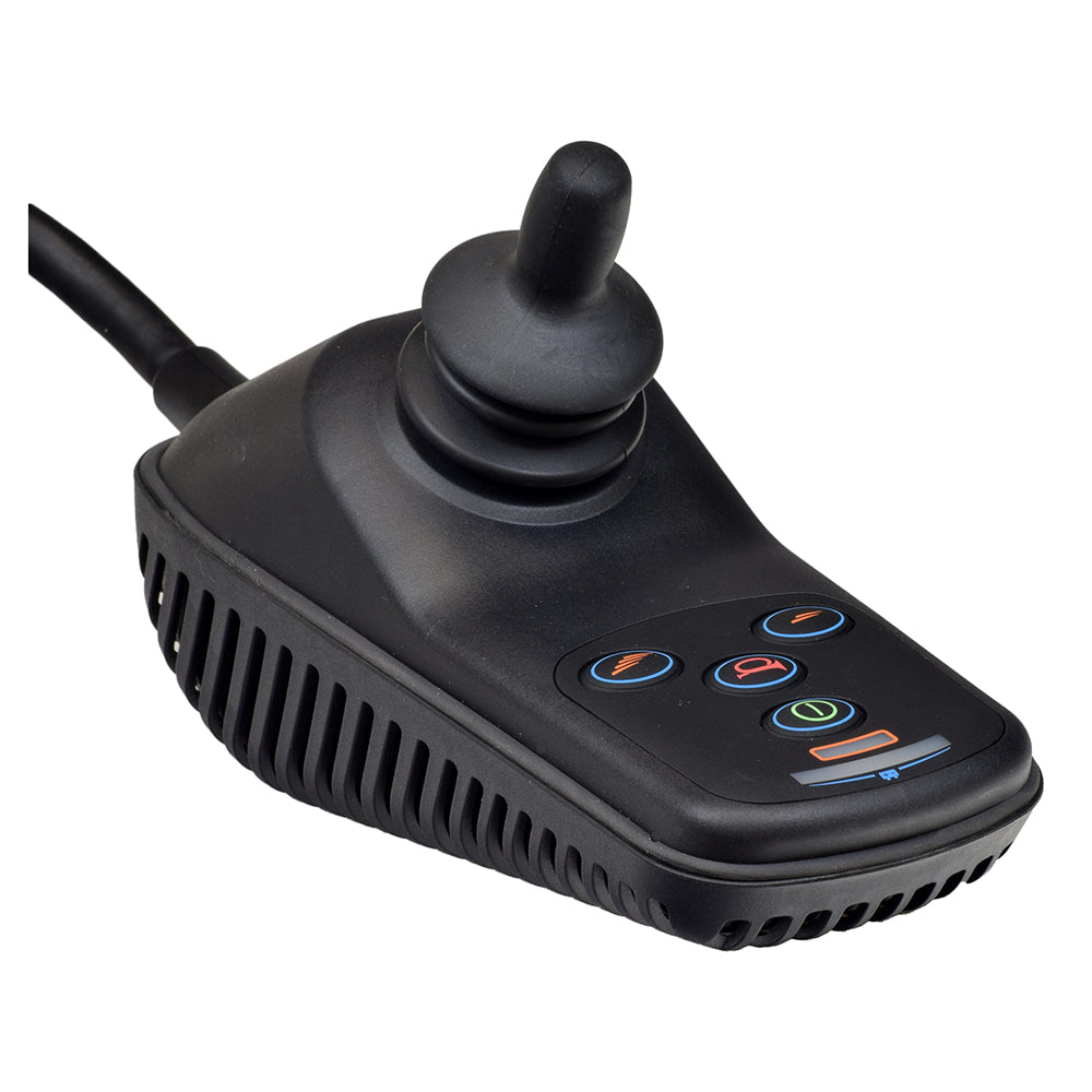 4 Key VSI Joystick Controller for the Hoveround® MPV5® (New) featuring a black remote control with multiple buttons for direction, speed, and actuator adjustments.