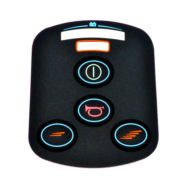 4-Key VSI Joystick Controller for the Merits Travel-Ease Commuter (P101, P102, P107, P171, & P200), featuring a black rectangular body with colorful buttons for various control functions.