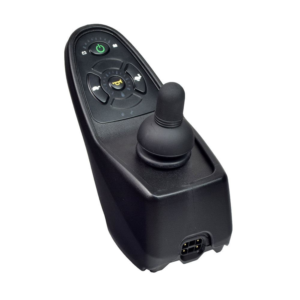 Dynamic Shark Joystick Remote for the ActiveCare Medical Medalist 450, featuring a sleek black design with a ball on top and multiple buttons, ideal for easy and precise control.