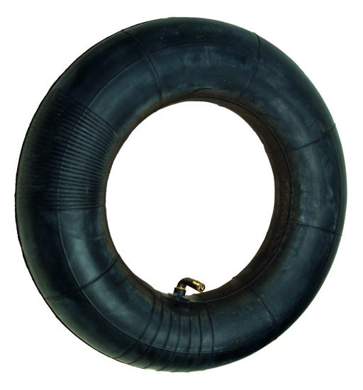 4.10x3.50-5 Mobility Tire and Tube Set with Homer Tread, featuring a black rubber tire with a valve and a 90-degree stem inner tube, designed for Rascal power chairs.