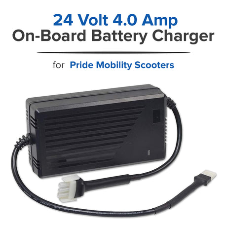 24 Volt 4.0 Amp On-Board Battery Charger for Pride Mobility Scooters