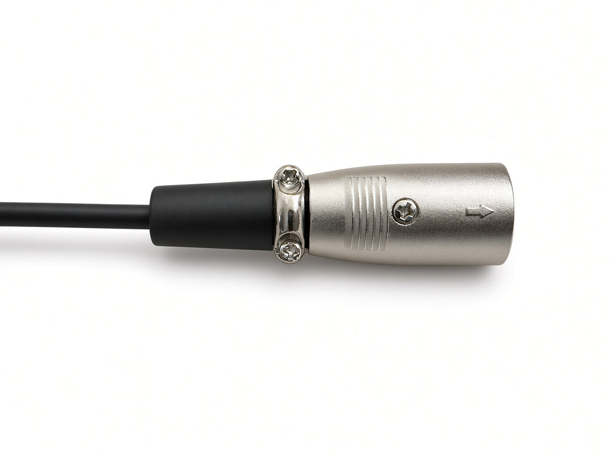 Side view of the metal 3-pin XLR charging plug on the 42V 2.0A lithium battery charger