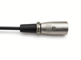 Side view of the metal 3-pin XLR charging plug on the 42V 2.0A lithium battery charger