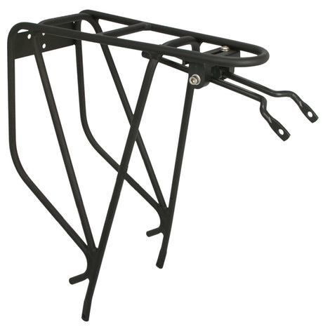 Planet Bike K.O.K.O. Cargo Rack, a black metal tubular 6061 alloy bicycle rack designed for durability and strength, fits 26, 29, and 700c wheel bikes, supports up to 55 lbs.