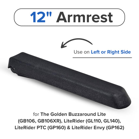 12" Armrest for the Golden Buzzaround Lite (GB106, GB106XR), LiteRider  (GL110, GL140), LiteRider PTC (GP160) & LiteRider Envy (GP162) (WC6A405A)