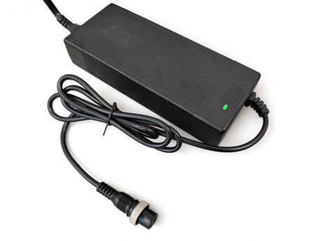 Green full-charge LED on the 48 volt AGM charger for the MotoTec FatBoy 500