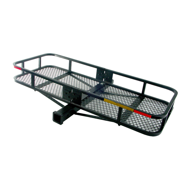 48 x 20 Steel Cargo Carrier with Tow Option, featuring a black metal frame and mesh bed, designed for Class III hitch, with options for 3 or 5-1/2 high sides.