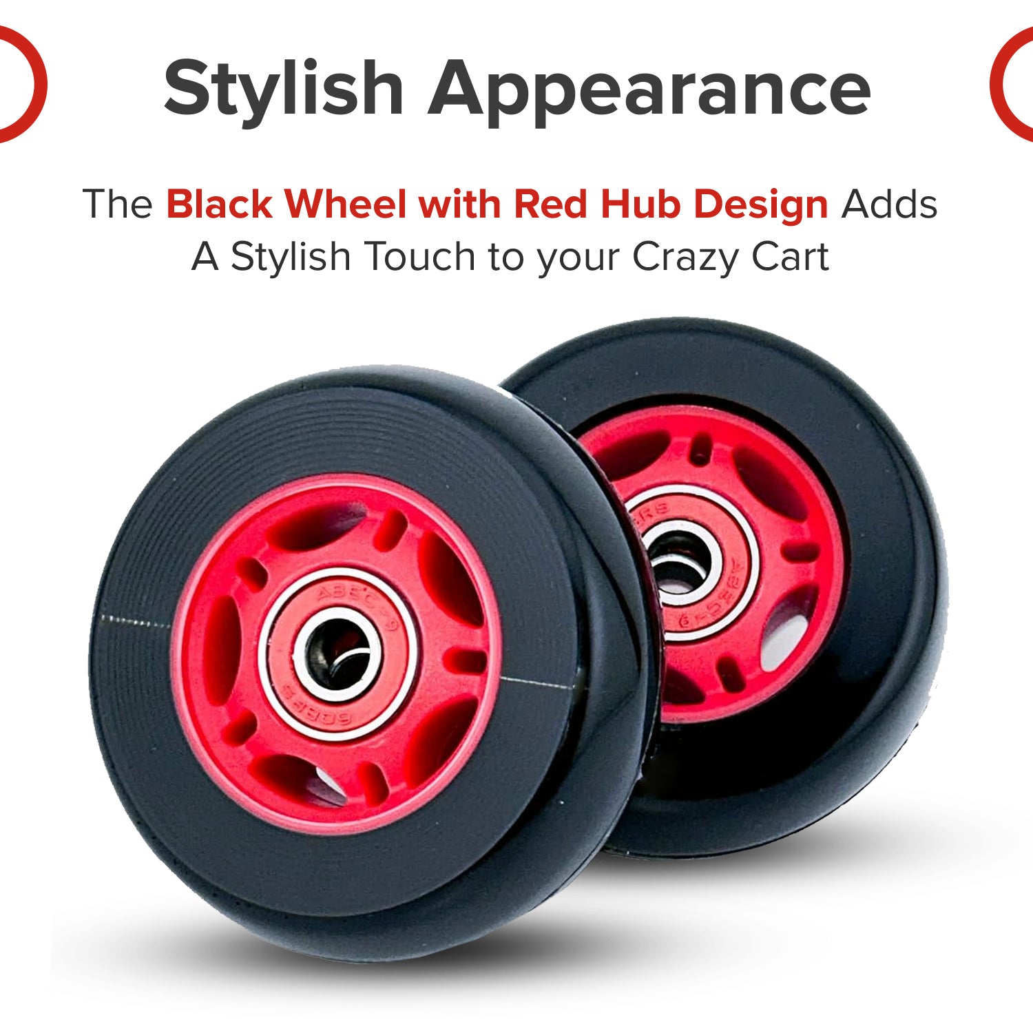 76 mm x 30 mm Caster Wheels for the Razor Crazy Cart (V7+), Crazy Cart DLX (V1+), Crazy Cart Shift (V1+), & Crazy Cart XL (V3+) (Set of 2)