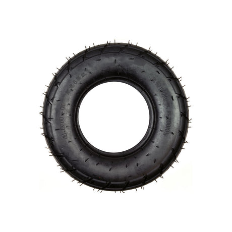 4.00-6 Minimoto Maxii Rear Tire with visible spikes, designed for the rear wheel of the Minimoto Maxii electric pocket bike. This tubeless pneumatic tire may require trimming excess rubber before mounting.