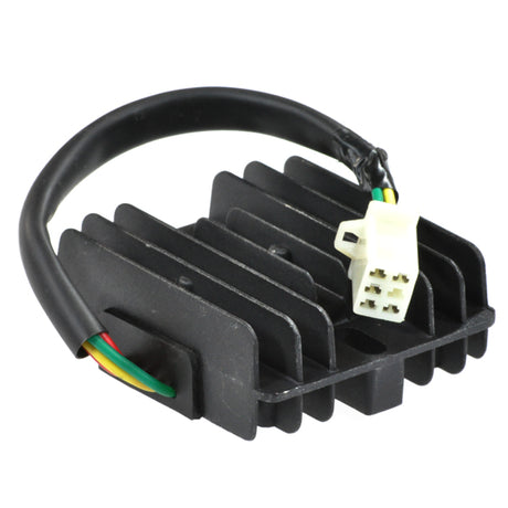 5-Wire Rectifier (Voltage Regulator) for Baja 150 (BA150) ATV - VIN Prefix LLCL, featuring a compact black electronic device with visible wires and connectors, essential for regulating voltage in 150cc engines.