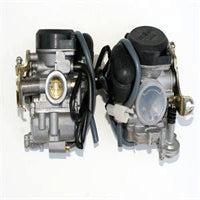 Close-up of the 50cc GY6 139QMB Scooter Carburetor, showcasing detailed metal components and intricate machine parts, essential for fitting 50cc engines.