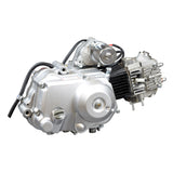 50cc Engine with Auto-Clutch & Electric Start for ATVs, featuring a silver body, black wires, and visible screws. Ideal for go-karts, includes reverse gear, ensuring versatile and efficient use.