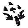 Honda CRF Style 50cc - 70cc Dirt Bike Fender & Body Panel Set (Small) featuring multiple black plastic components designed for dirt bike restoration, including fenders, side panels, and tank covers.