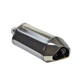 Hex Shape Stainless Steel Exhaust Kit for 50cc & 80cc Scooters, featuring a sleek silver and black muffler design.