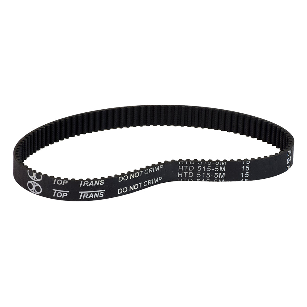 515-5M/15 Drive Belt for 150 series electric scooters, featuring white text on a black belt, compatible with Schwinn, IZIP, and Mongoose models.