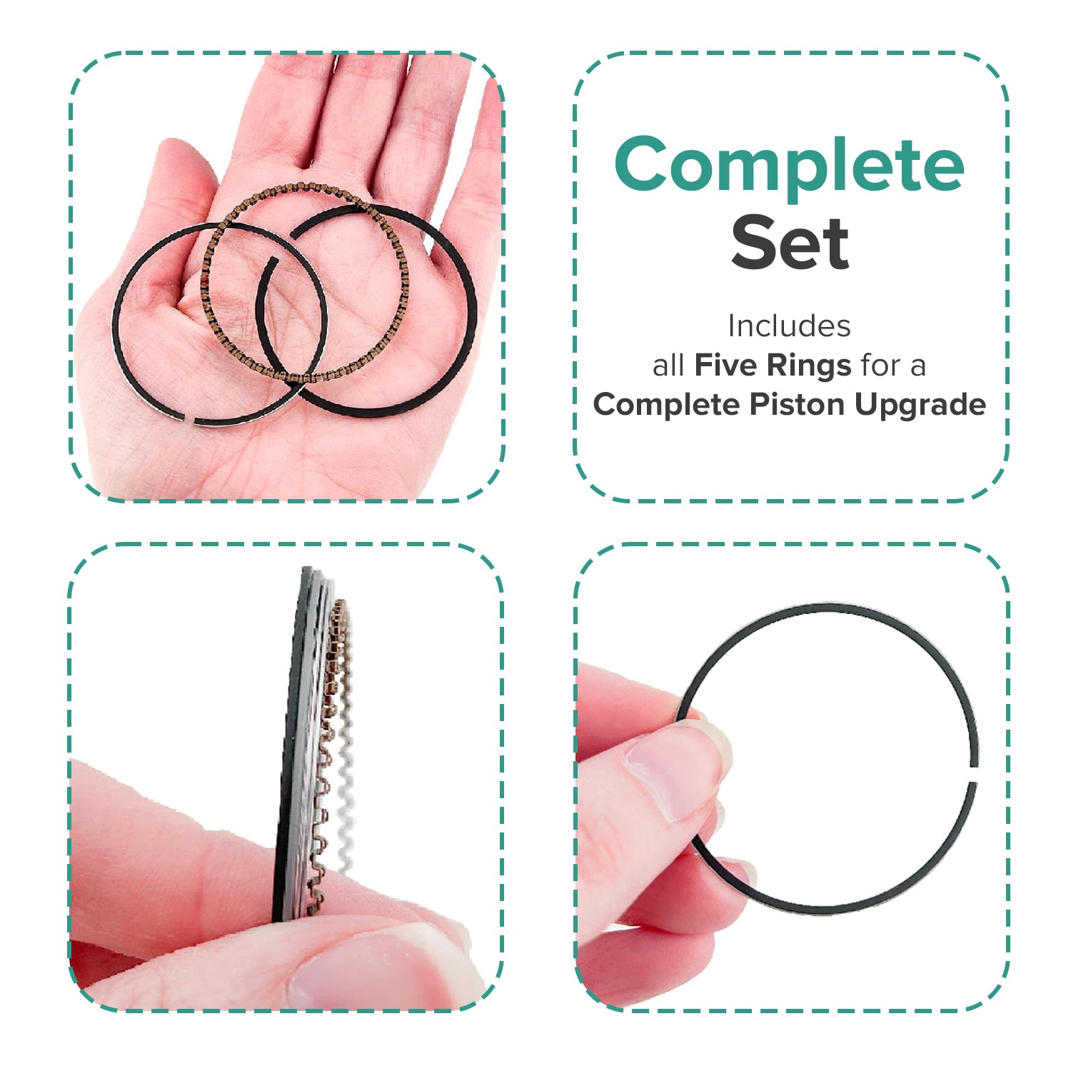 72cc Piston Ring Set for 50cc GY6 QMB139 Engine Big Bore Kits (5 Rings)