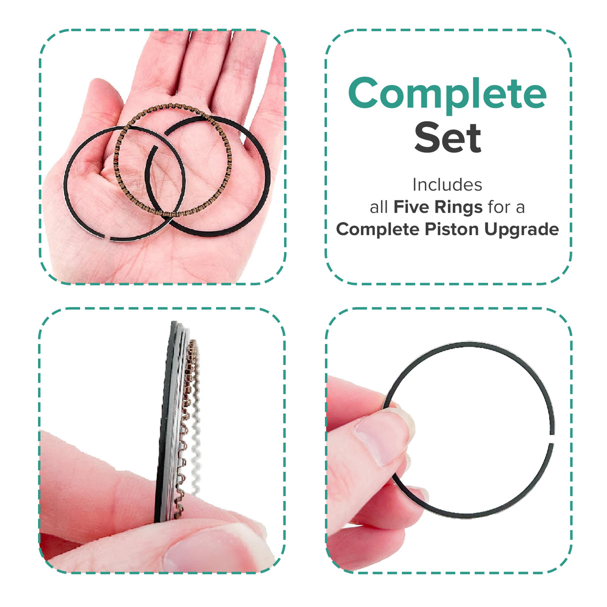 72cc Piston Ring Set for 50cc GY6 QMB139 Engine Big Bore Kits (5 Rings)