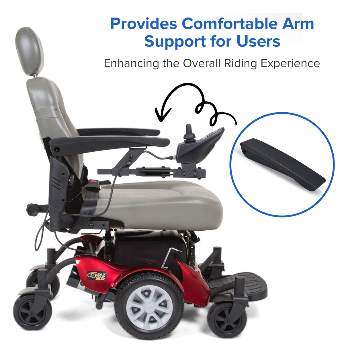 14" Armrest for the Golden Technologies Companion  I & II (GC240, GC340, GC440, & GP600) Scooters and Compass Series Power Chairs (WC09A409B)