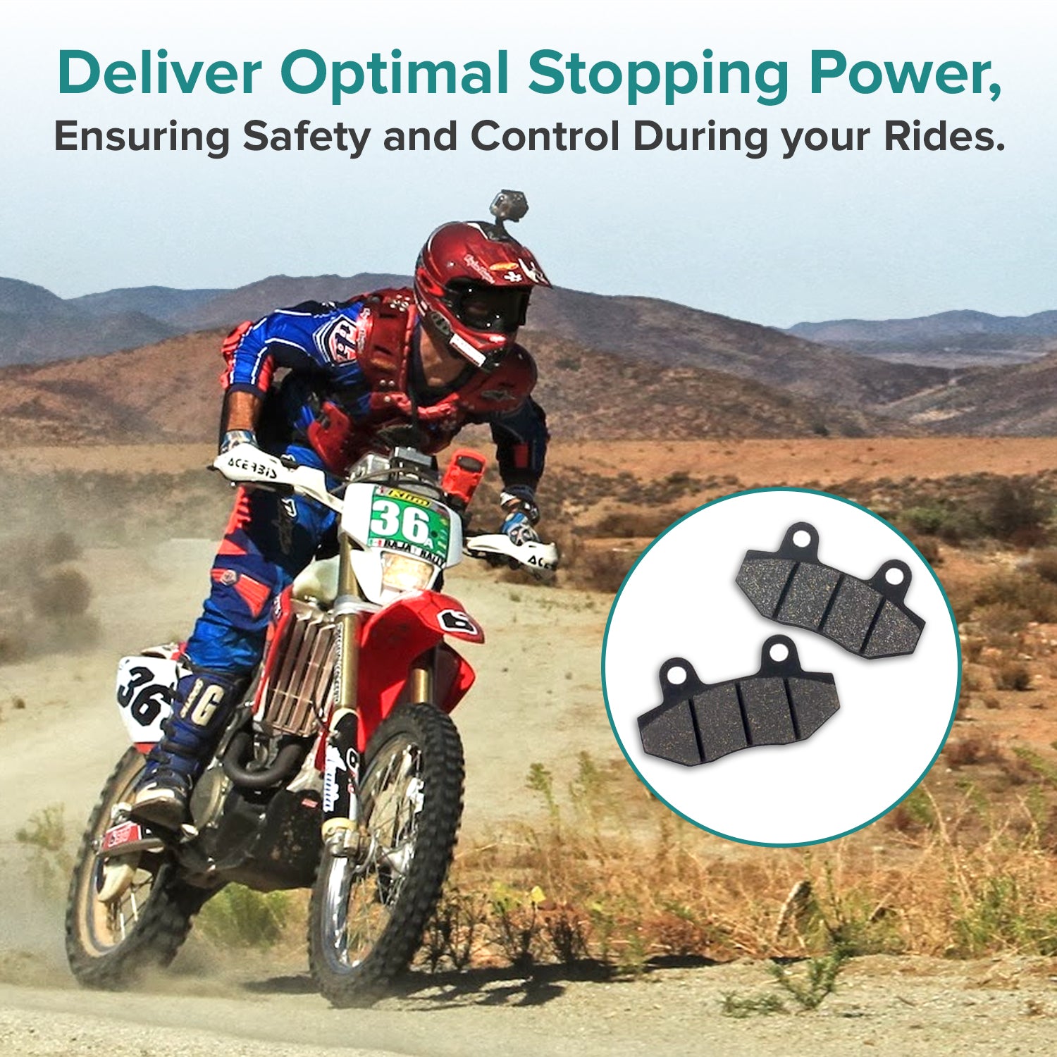 Disc Brake Pads with 40 mm Hole Spacing for 150cc - 250cc Scooters, ATVs, Dirt Bikes, & Go-Karts