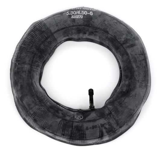 5.30/4.50-6 Inner Tube for lawn, garden, and trailer use, featuring a robust black rubber tire with an inner tube, manufactured by Carlisle Tire & Wheel.