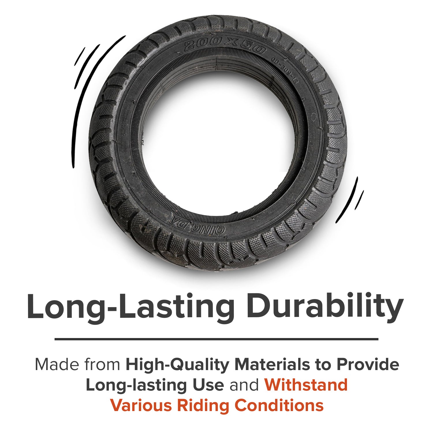 200x50 (8"x2") Solid Tire with 4.5" Inner Diameter for Self-Balancing Scooters