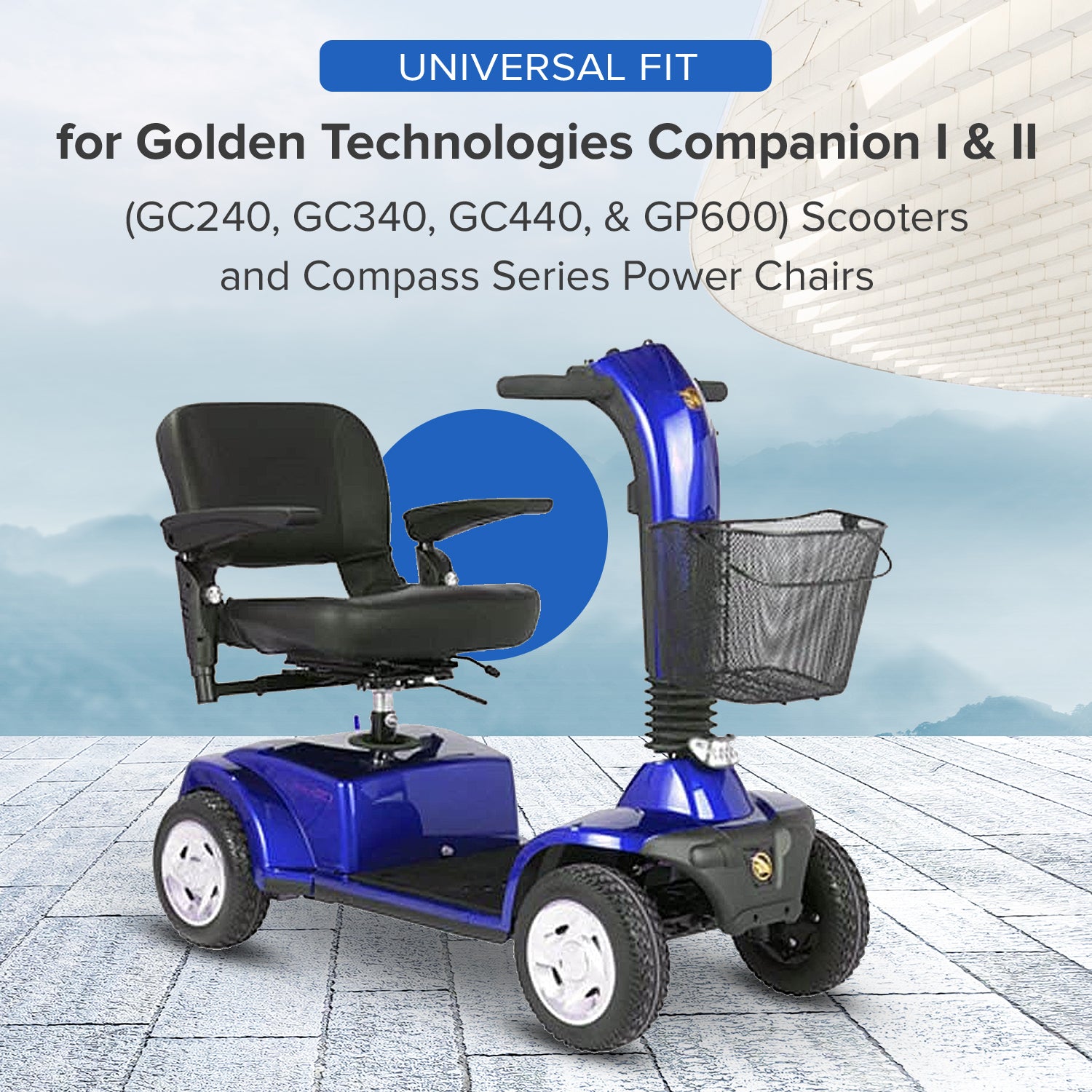 14" Armrest for the Golden Technologies Companion  I & II (GC240, GC340, GC440, & GP600) Scooters and Compass Series Power Chairs (WC09A409B)