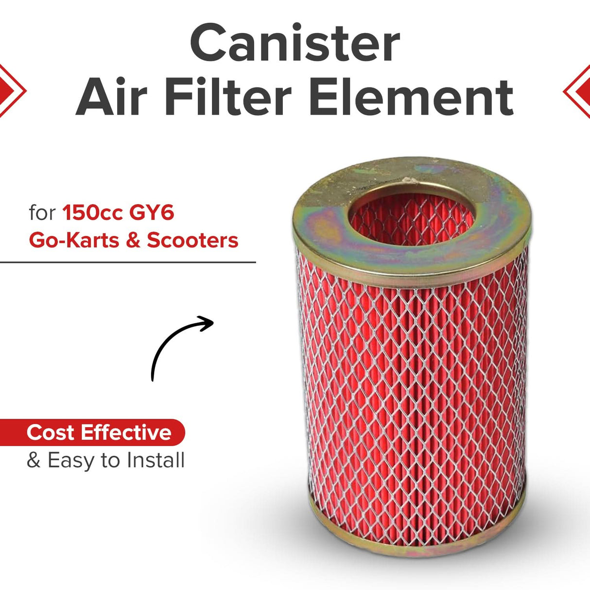Canister Air Filter Element for 150cc GY6 Hammerhead Off-Road® Go-Karts