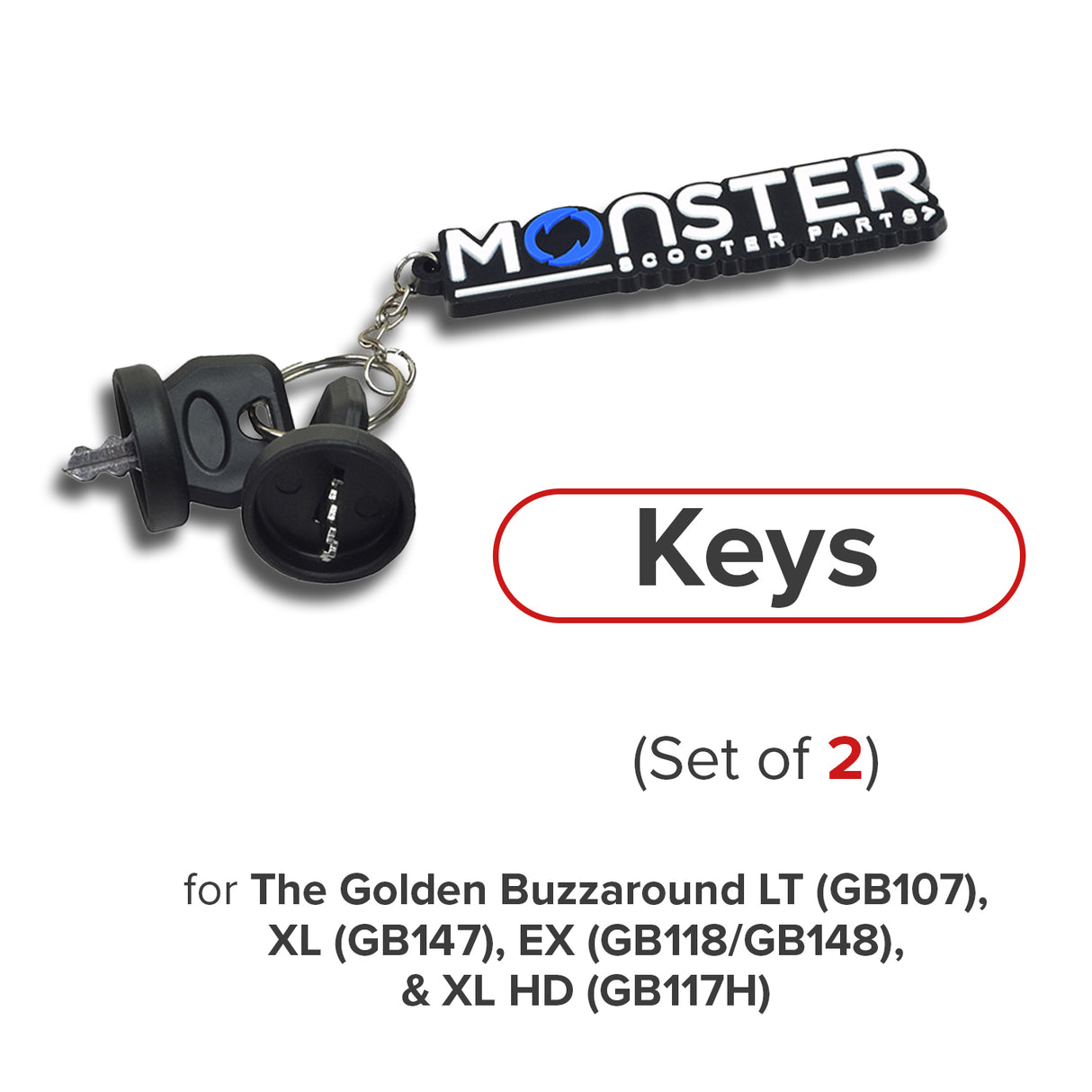 Keys for the Golden Buzzaround LT (GB107D), Buzzaround XL (GB147), Buzzaround EX (GB118/GB148), & Buzzaround XL HD (GB117H) (Set of 2) (MBE-BZ7-KEYS)