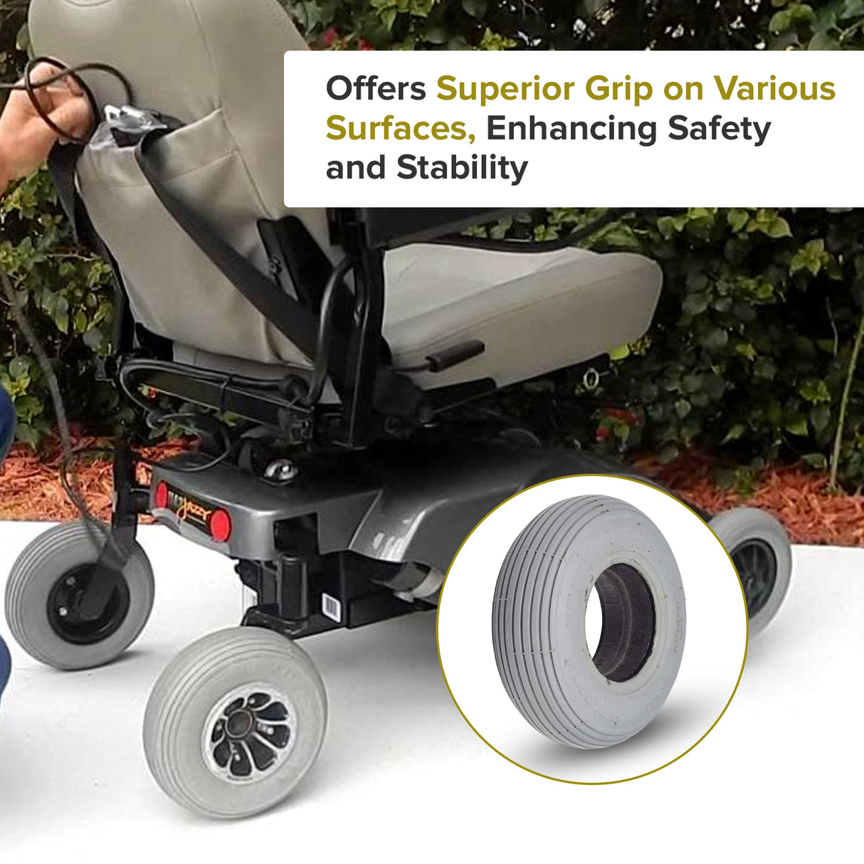 2.80/2.50-4 (9"x3") Foam-Filled Mobility Tire with C179G Spirit Ribbed Tread