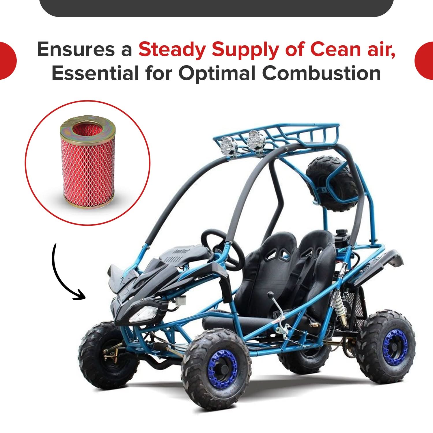 Canister Air Filter Element for 150cc GY6 Hammerhead Off-Road® Go-Karts