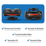 Wide Cruiser Saddle Seat with Anatomic Relief for Bicycles, Electric Bikes, & Scooters