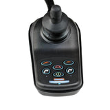 6 Key 50 Amp VSI Joystick Controller with Flying Leads, featuring a black remote with multiple buttons for joystick control, actuator adjustment, drive profile selection, speed adjustment, sleep mode, and thermal rollback.