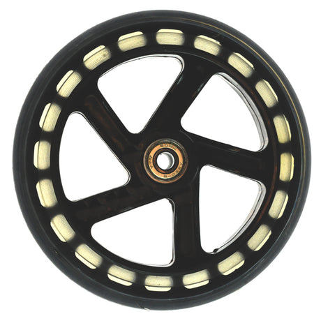 6 Solid Front Wheel Assembly for the eZip Nano Carver, featuring a black wheel with a white rim and interior bearing.