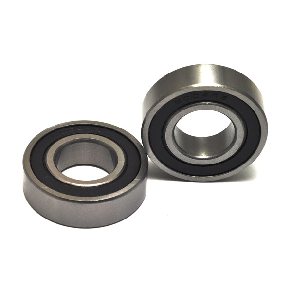 6004-2RS (6004RS) Sealed Scooter & ATV Bearings (Set of 2) shown in close-up, highlighting their metal construction and circular shape, suitable for various GY6/QMB139 engine components.