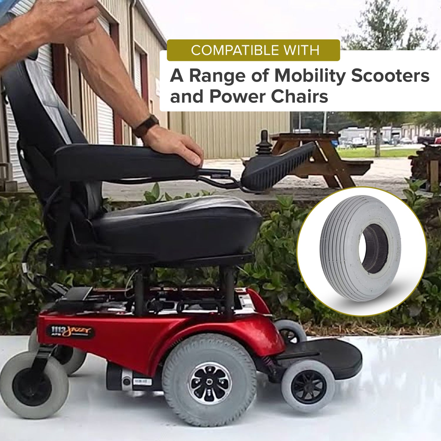 2.80/2.50-4 (9"x3") Foam-Filled Mobility Tire with C179G Spirit Ribbed Tread