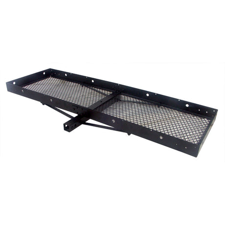 60 x 20 Steel Cargo Carrier with copious holes, black metal construction, and reinforced support rails.