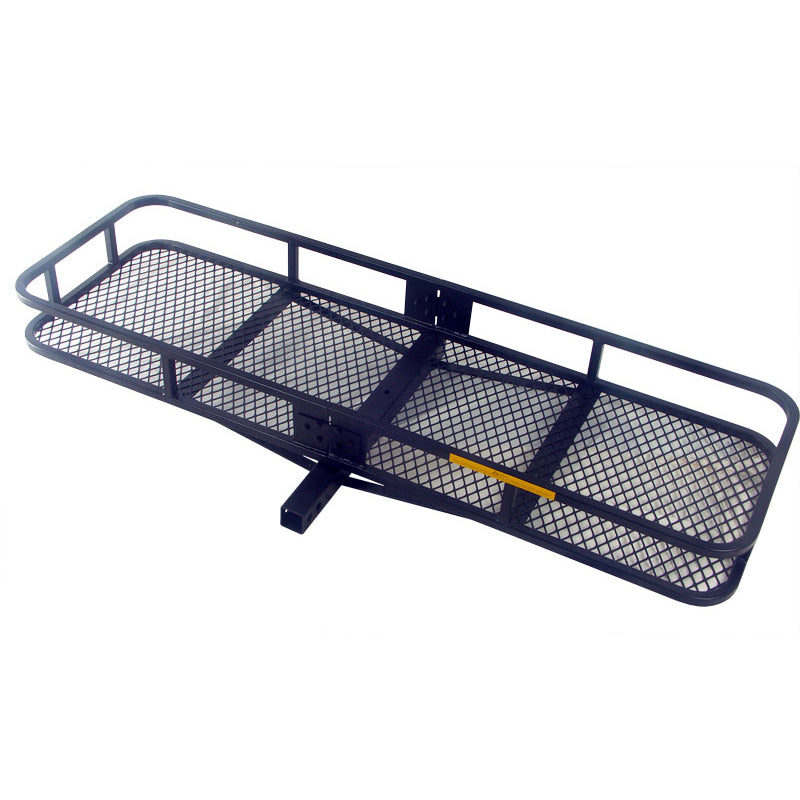 60 x 20 Steel Cargo Carrier with black metal construction, featuring strong mesh bottom and reinforced support rails, available in 3 flat or 5-1/2 tubular sides for heavy-duty transport.