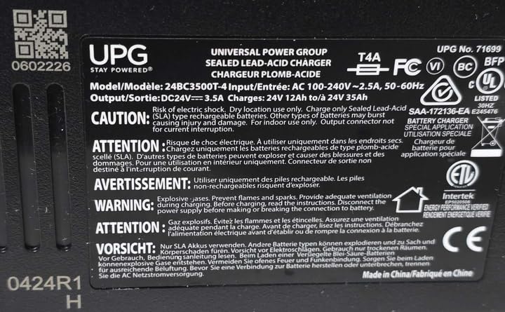 24 Volt 3.5 Amp XLR 24BC3500T-4 Battery Charger