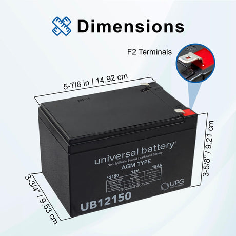 15 Ah 24 Volt (12 Ah Upgrade) UB12150 AGM Mobility Scooter Battery Pack
