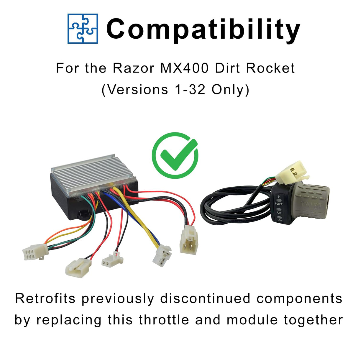 Razor MX400 (Versions 1-32) HB2430-TYD6-FS 6-Wire Throttle & Control Module Bundle