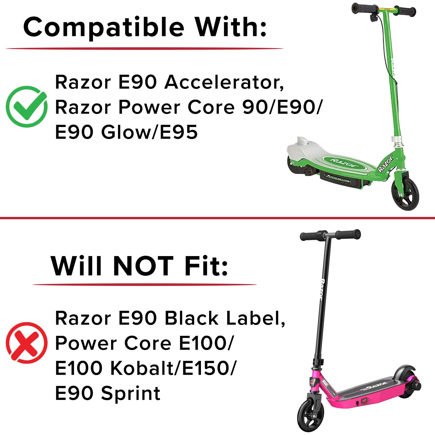 12 Volt Battery for the Razor E90 Accelerator, Power Core 90,  Power Core E90  (Versions 1-2+), & Power Core E90  Glow (Versions 1+)