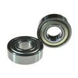 Close-up of 6202ZZ (6202Z) Shielded Scooter, ATV, Dirt Bike, & Go Kart Bearings (Set of 2), highlighting the metal construction and deep groove design, essential for various vehicle components.