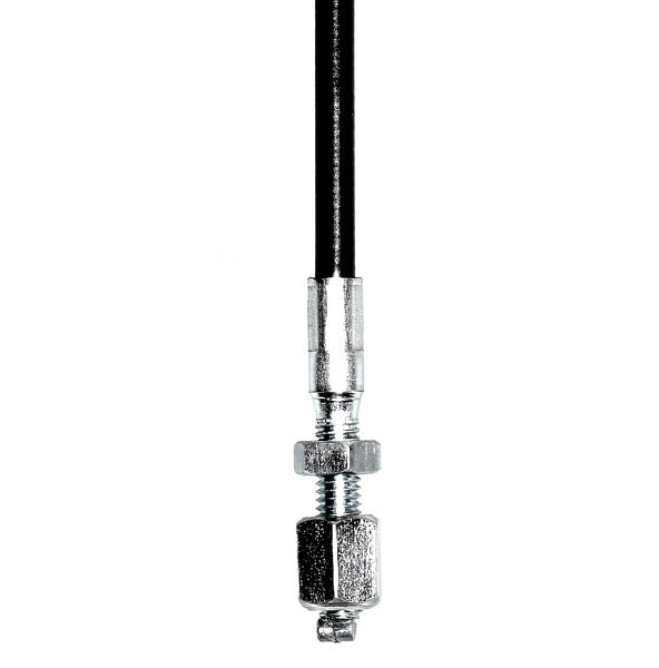 65 Split Throttle Cable, black and silver metal bolt, suitable for various street scooters and mopeds, with a total length of 69 including connectors.