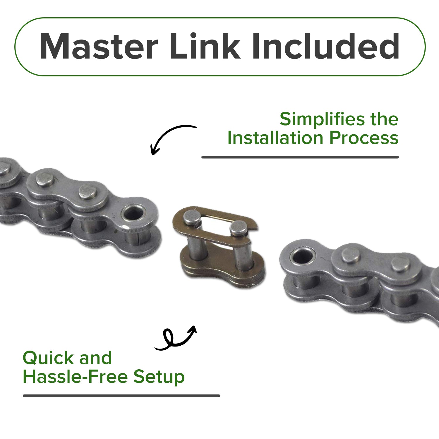 #25 Open Loop Scooter Chain - 3 Feet (144 Links) with Master Link